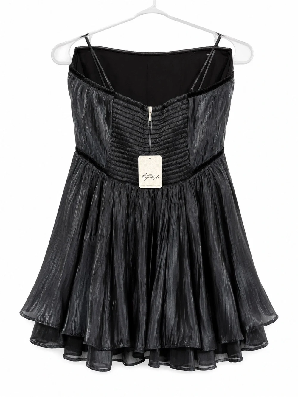 Free People Black Strapless Mini Dress NWT Ruffle Party Cocktail M